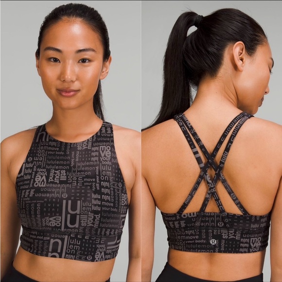 Lululemon Energy Sports Bra High Neck Long Line Lululemon Ombré Black Multi